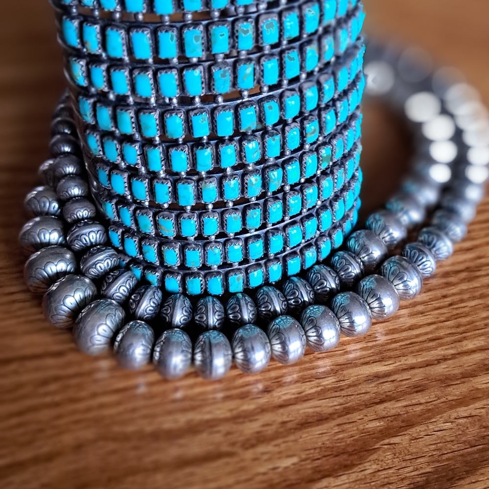 Turquoise and Silver Bracelet Signed LARRY Moses BEGAY